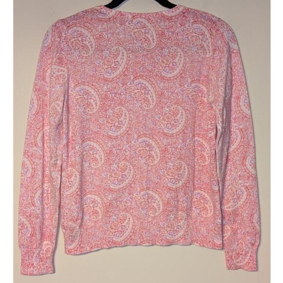 L.L. Bean Women XS Paisley 100% Supima Cotton Cardigan Preppy Clueless Retro Y2K - Picture 2 of 7